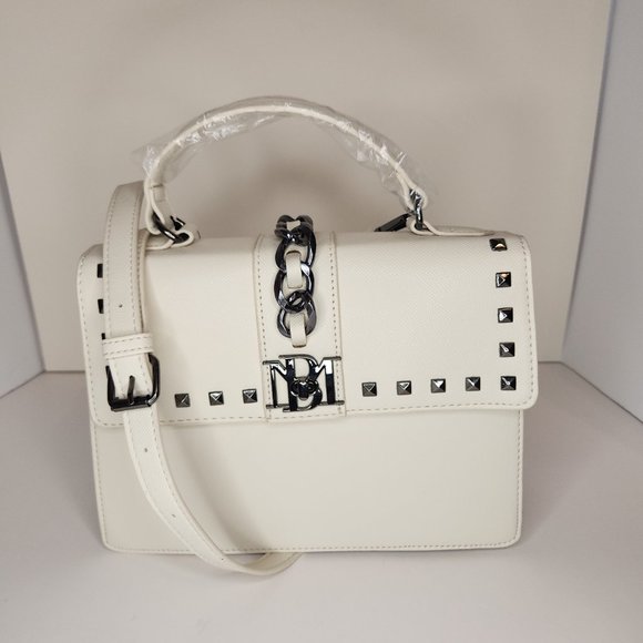 Badgley Mischka Flap Bag Crossbody with Studs/Chain - Off White - NWT - Picture 2 of 11